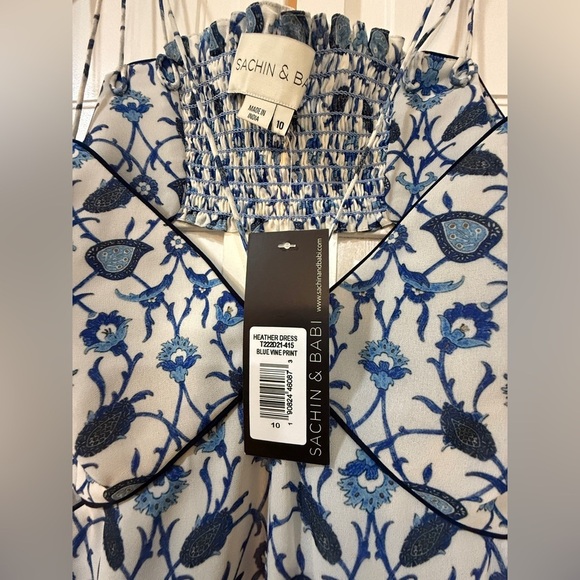 NWT | Sachin + Babi Blue Vine Print Heather Dress Size 6 & 10 - Picture 6 of 10